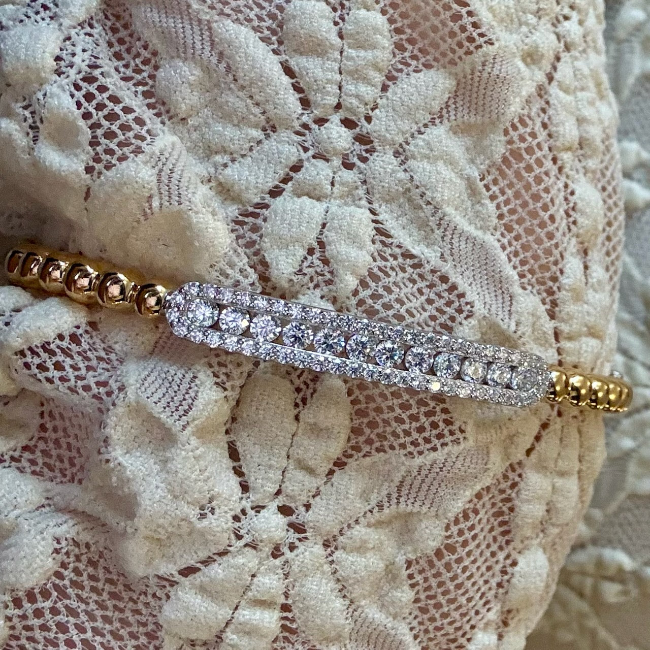 Bead Detail CZ Center Bangle