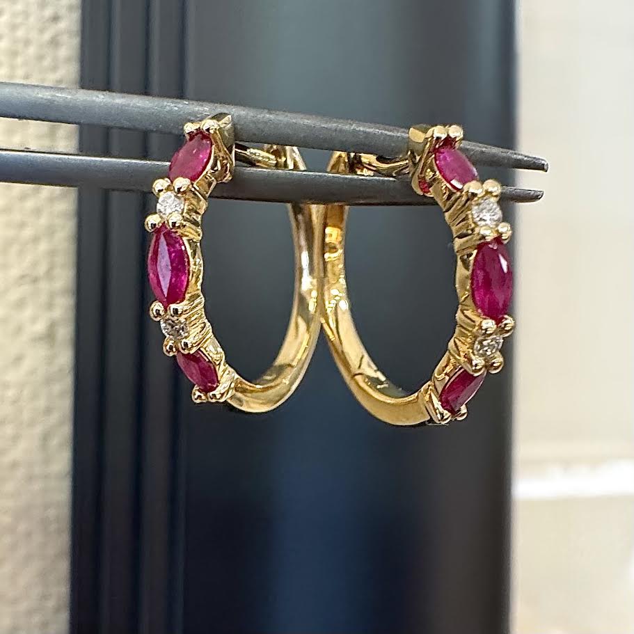 Ruby and Diamond Hoops