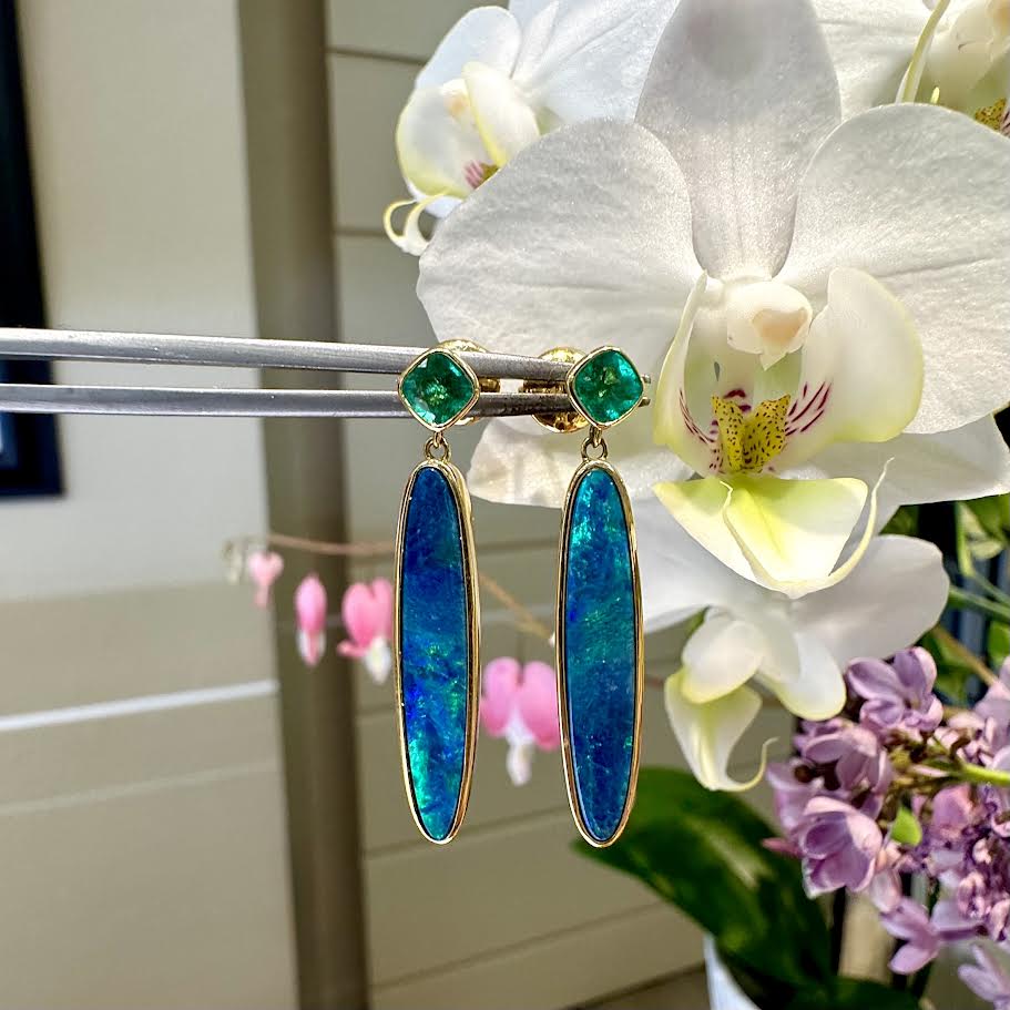 Opal and Emerald Dangles