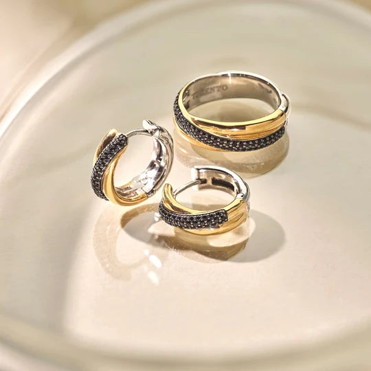 Black CZ Crossover Ring