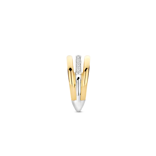 Gold Plate 3-Line CZ Ring