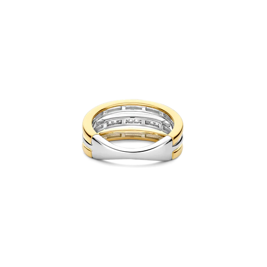 Gold Plate 3-Line CZ Ring
