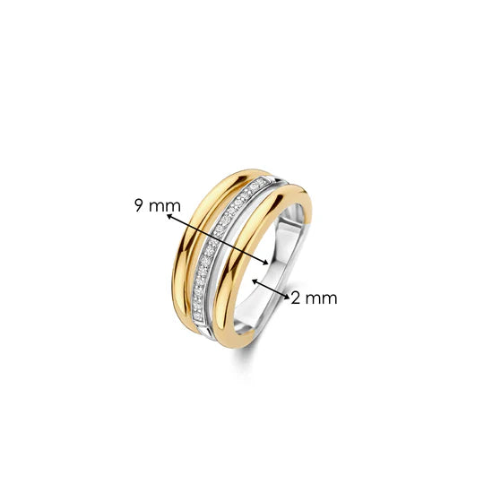 Gold Plate 3-Line CZ Ring