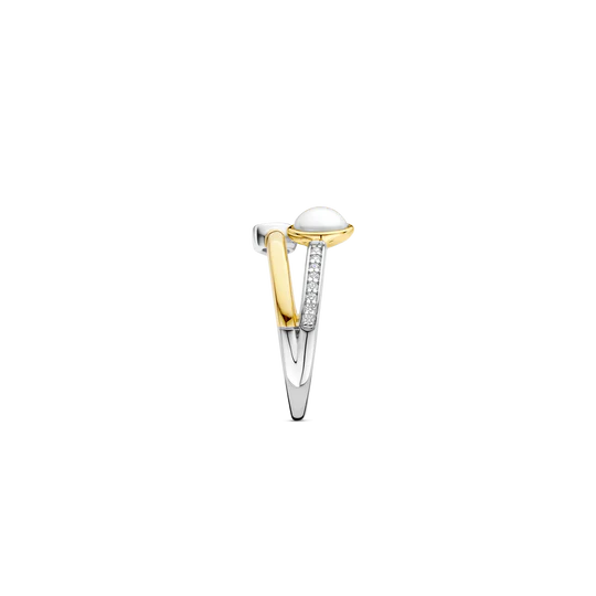 CZ Gold Bezel Double Ring