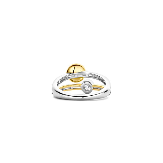 CZ Gold Bezel Double Ring