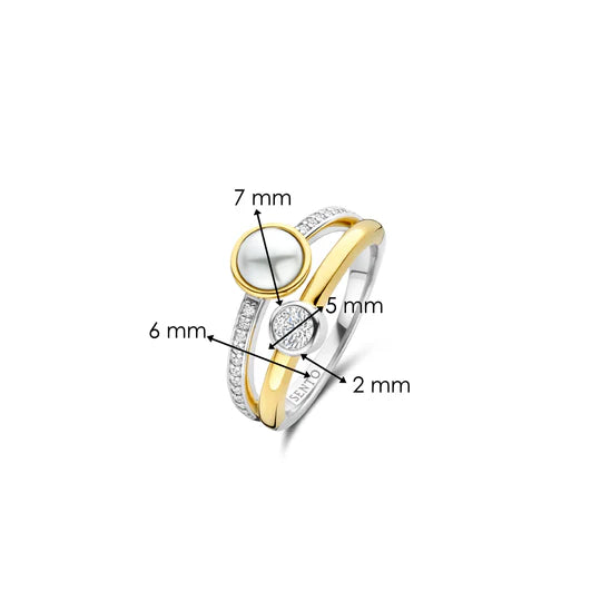 CZ Gold Bezel Double Ring