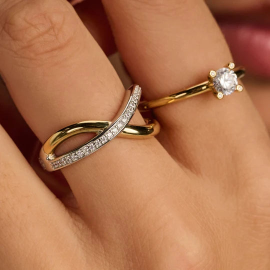 Crossover CZ Ring