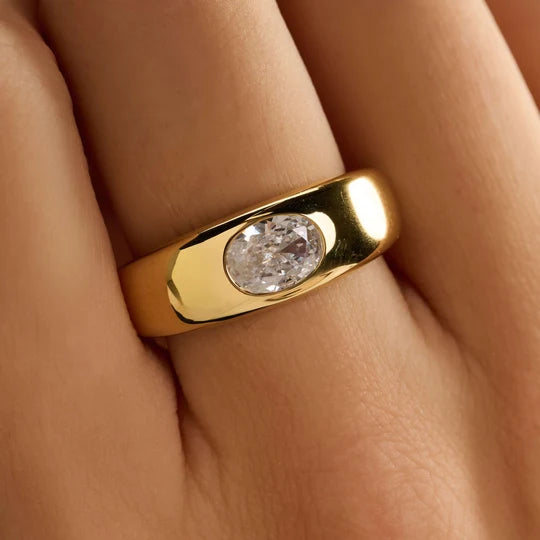 Wide Dome CZ Ring