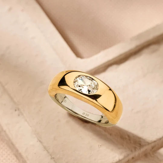 Wide Dome CZ Ring