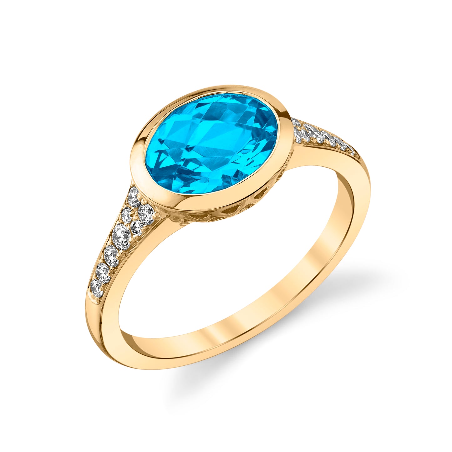 Blue Topaz Bezel Pavé Ring