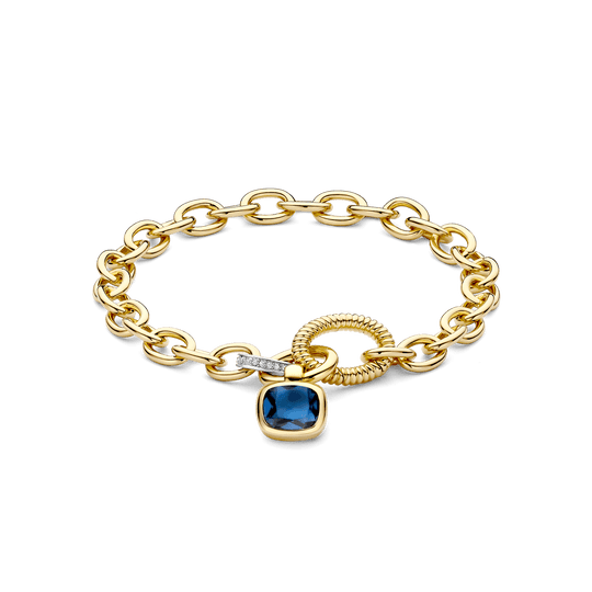 Blue Cushion Oval Link Bracelet