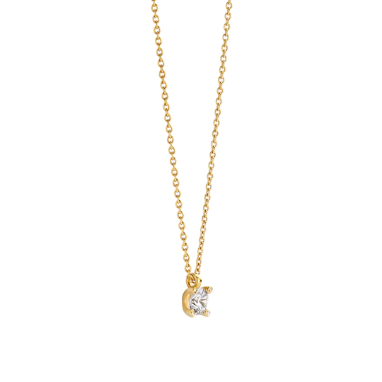 CZ Gold Plated Solitaire Necklace