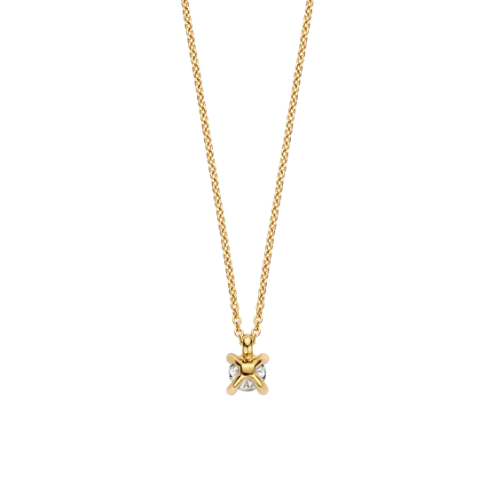 CZ Gold Plated Solitaire Necklace
