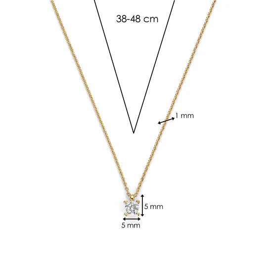 CZ Gold Plated Solitaire Necklace