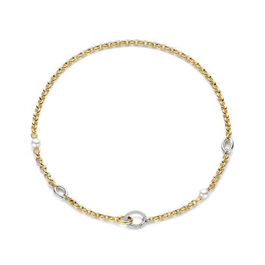 CZ Pearl Heavy Station Necklace
