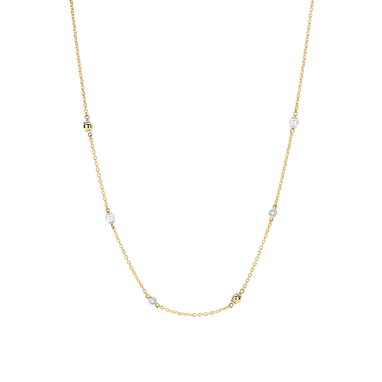 Gold Plate Bead Station Necklace