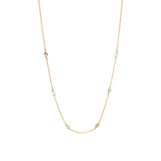 Gold Plate Bead Station Necklace