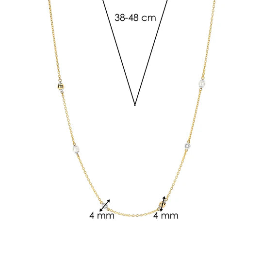 Gold Plate Bead Station Necklace