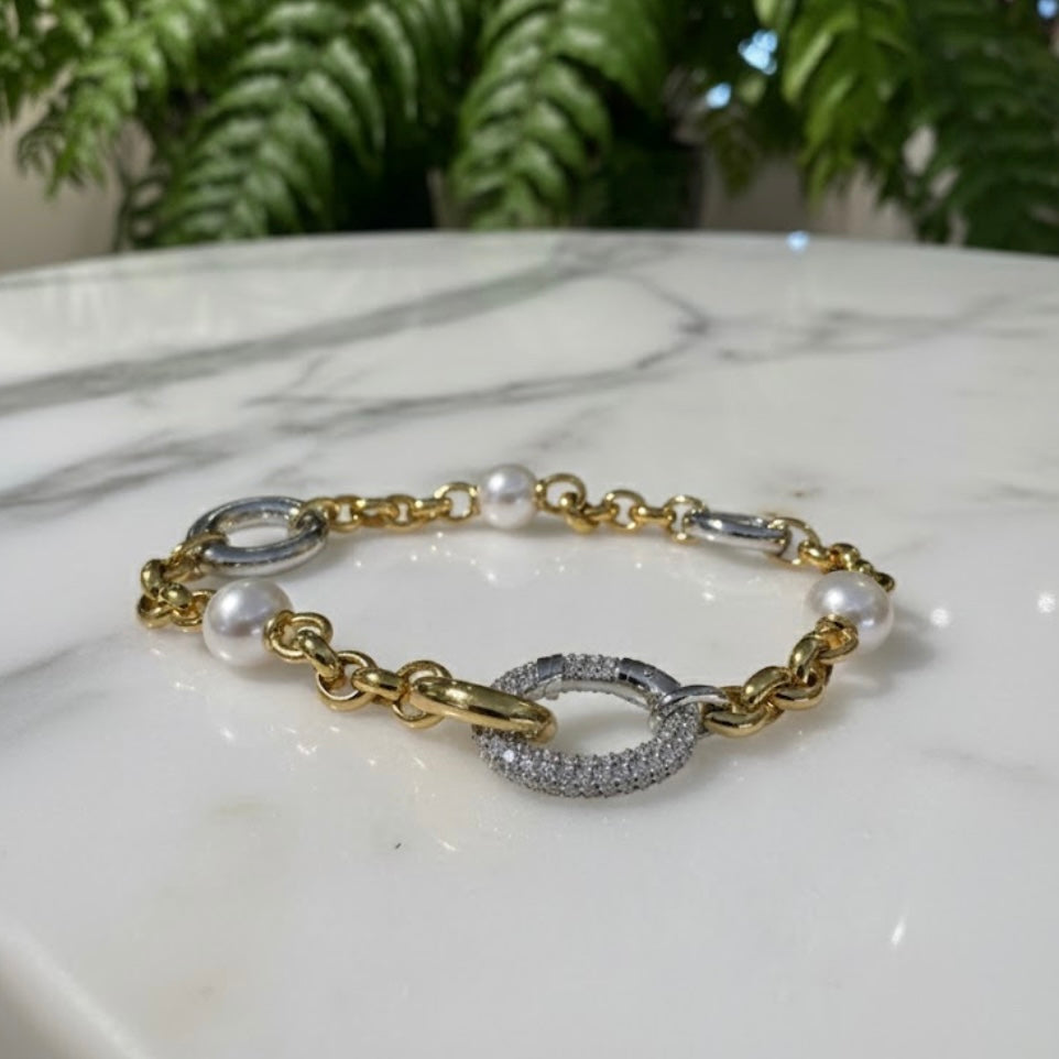Pearl Ovals CZ Bracelet