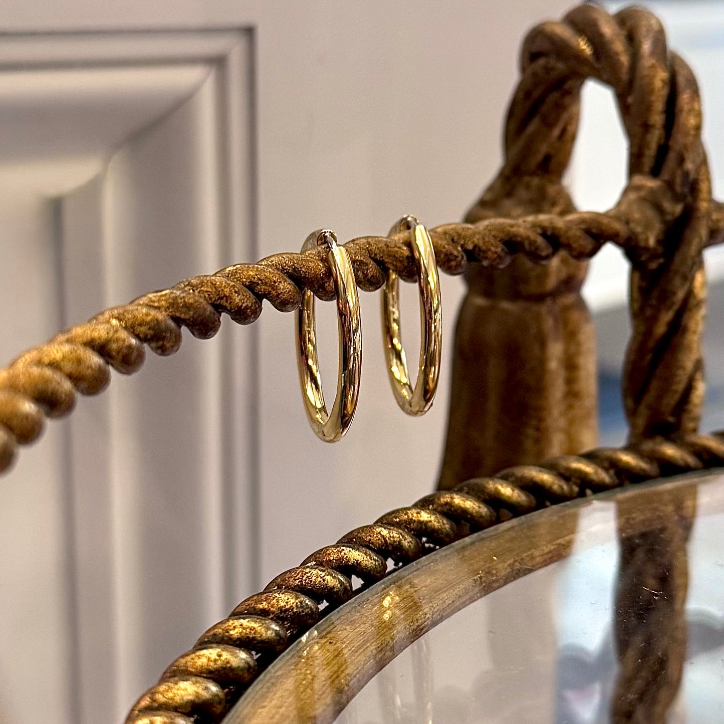 Yellow Gold Plated Sterling Silver Large Hinge Hoop Earrings