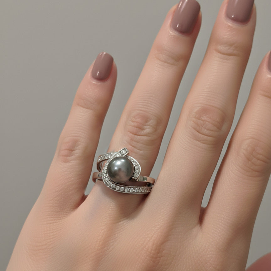 Pearl Swirl Bypass Ring