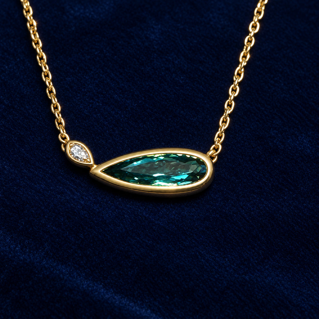 Tourmaline Pear Horizontal Necklace