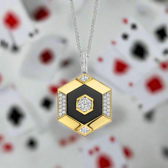 Hexagon CZ Black Necklace