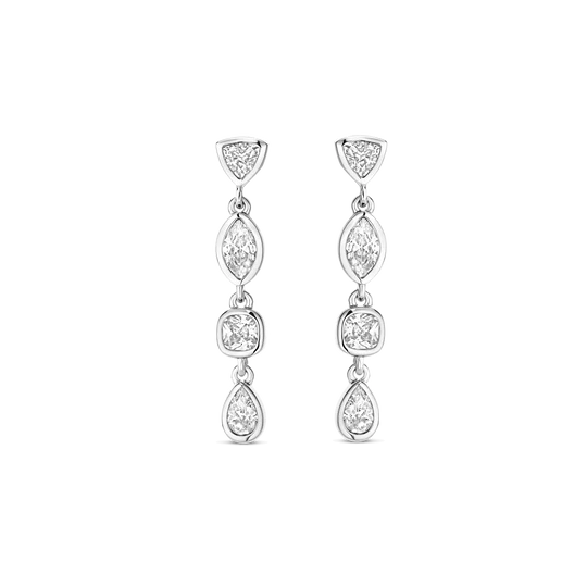 Mixed Shape CZ Drop Earrings
