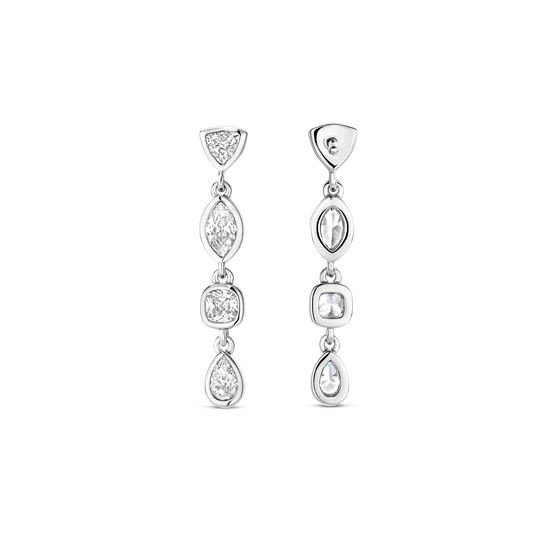 Mixed Shape CZ Drop Earrings
