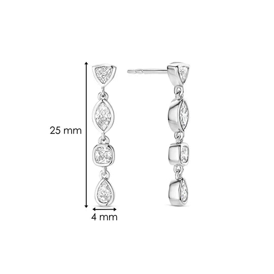 Mixed Shape CZ Drop Earrings