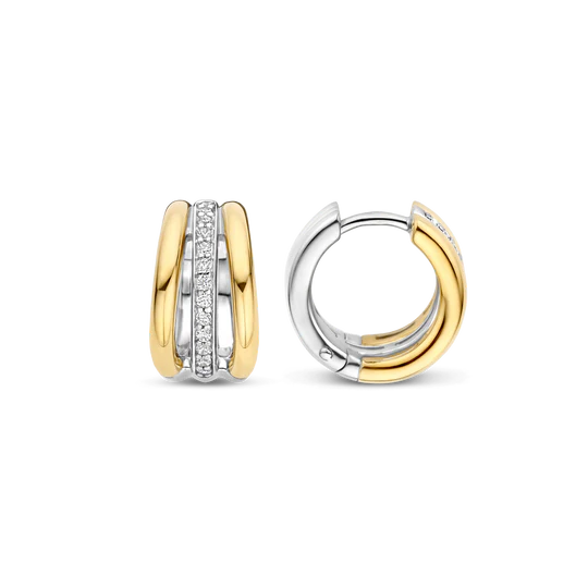 Three Line CZ Gold Plate Huggies