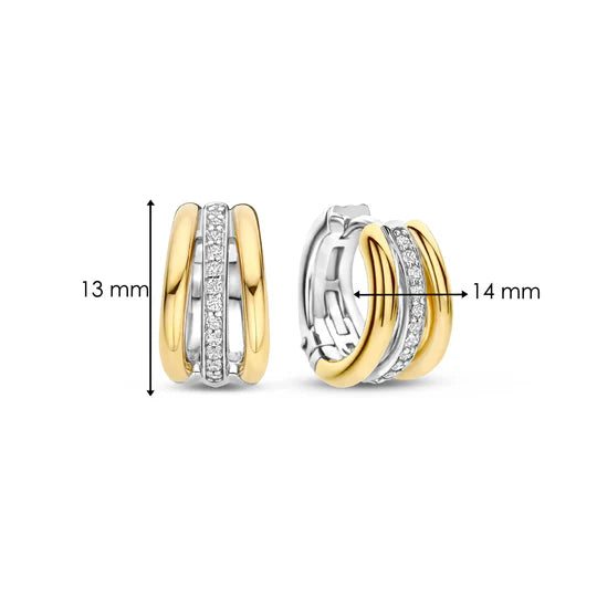 Three Line CZ Gold Plate Huggies