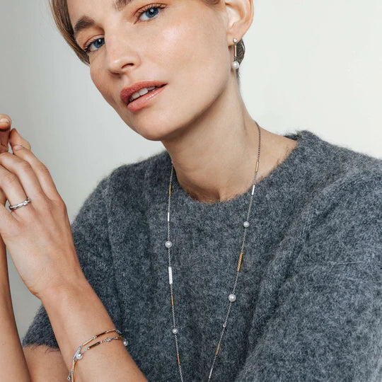 Gold Plated Bar Pearl Drops