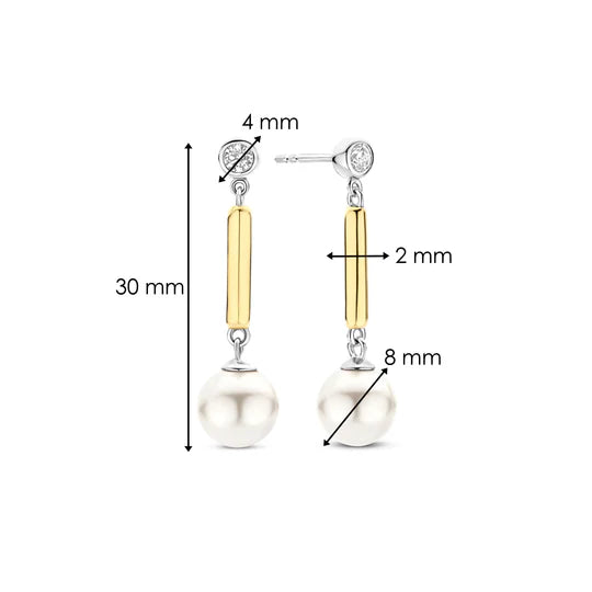 Gold Plated Bar Pearl Drops