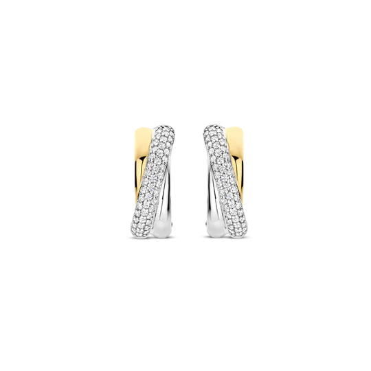 CZ Pavé Crossover Huggies