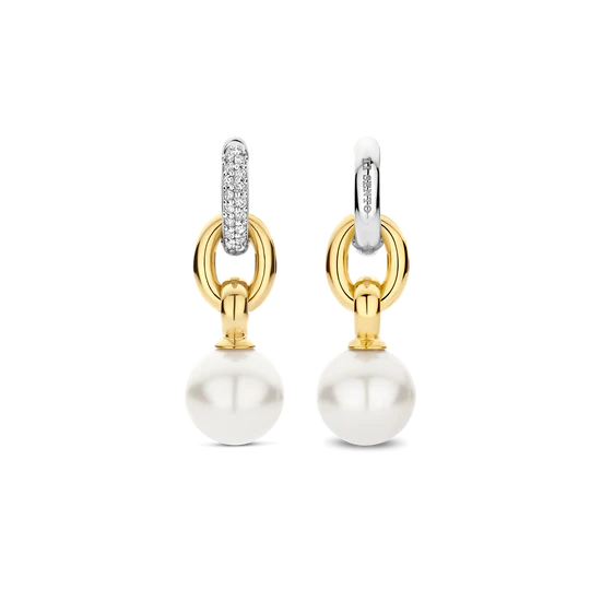 Pearl CZ Drop Links Earrings