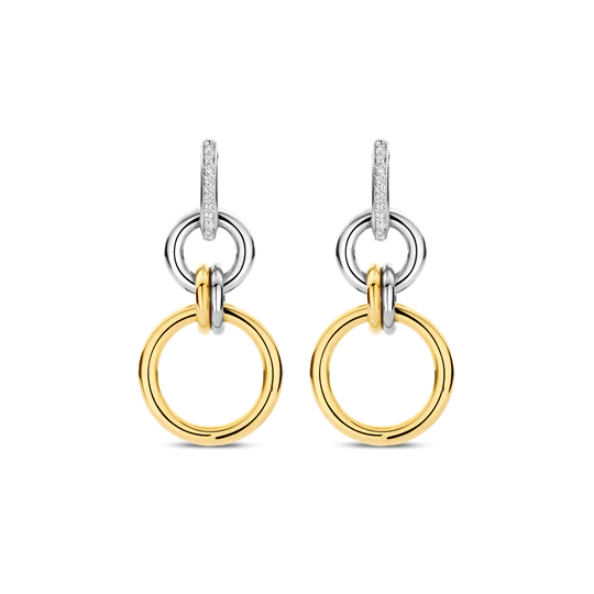 Interlocking Circles Dangle Hoops