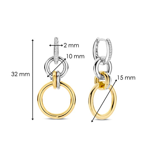 Interlocking Circles Dangle Hoops