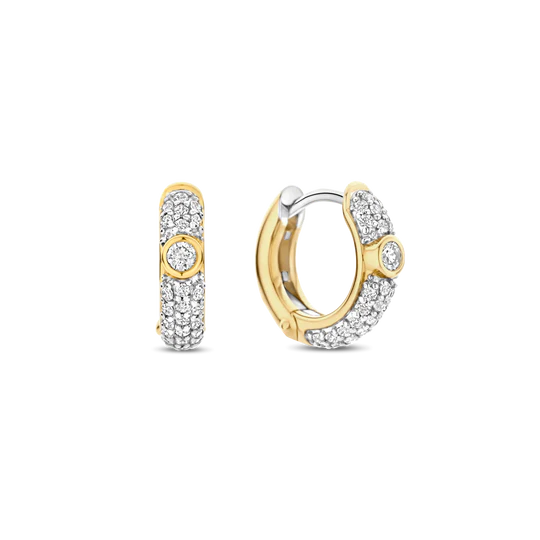 CZ Bezel Center Pavé Huggies