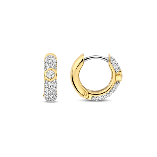 CZ Bezel Center Pavé Huggies