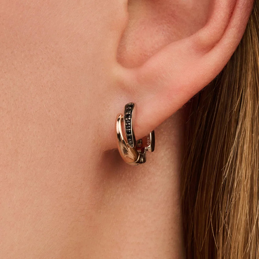 Black CZ 'Duo' Wave Hoops