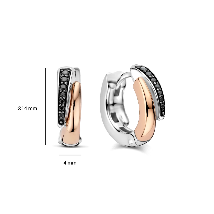 Black CZ 'Duo' Wave Hoops