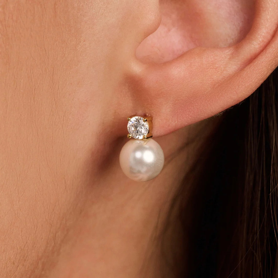 Classic Pearl CZ Post Earring