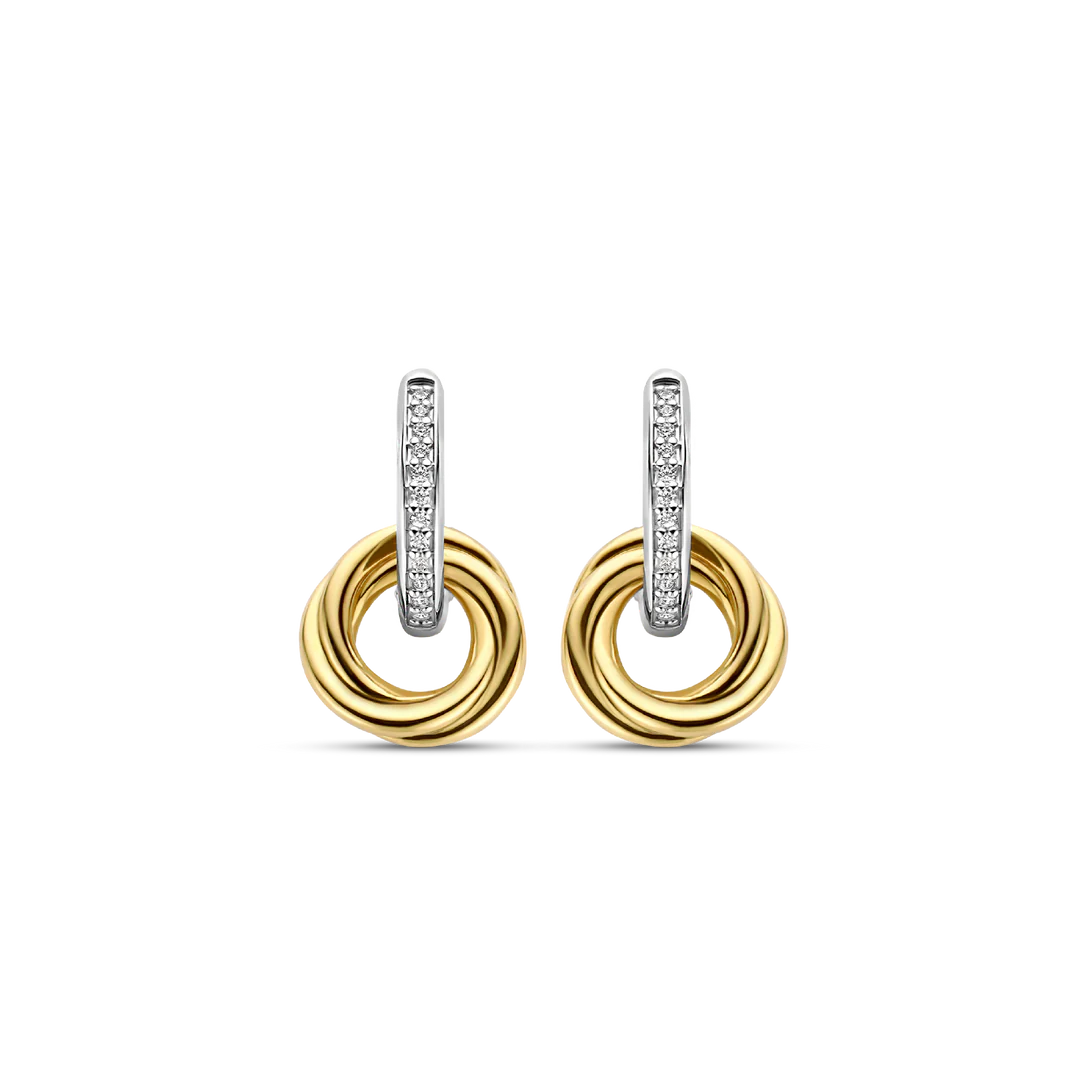 Cz and Twist Double Hoop