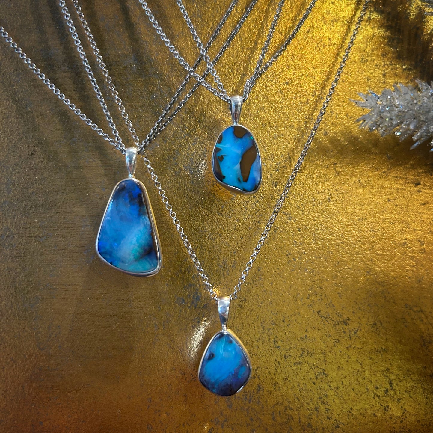 Blue Boulder Opal Pendant