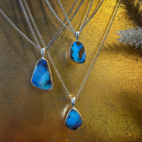 Blue Boulder Opal Pendant