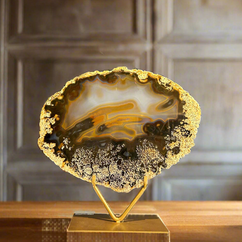 Lace Agate & Dendrite Slice