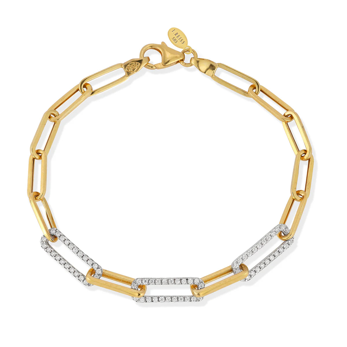 Paperclip Link and Diamond Bracelet