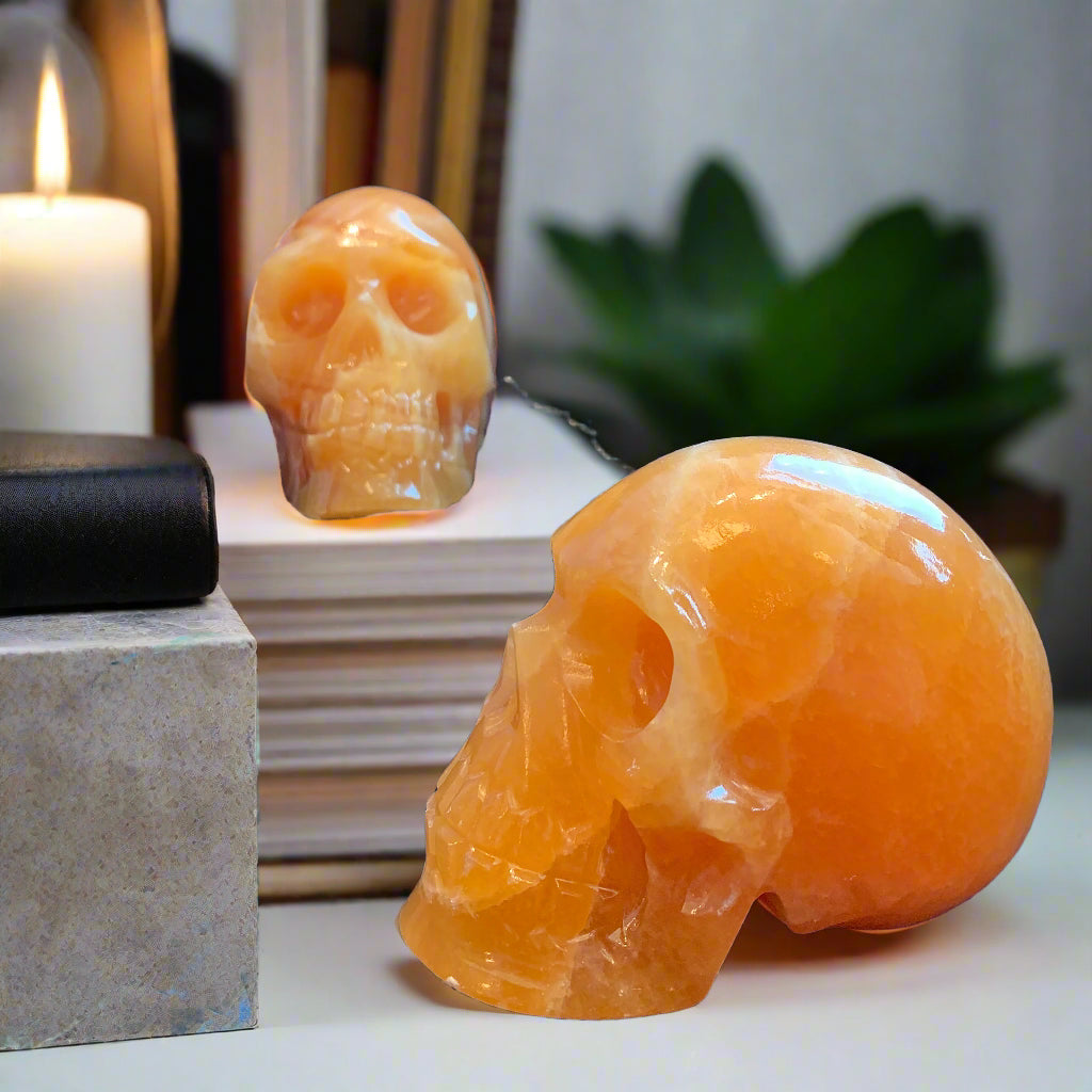 Orange Calcite Skull