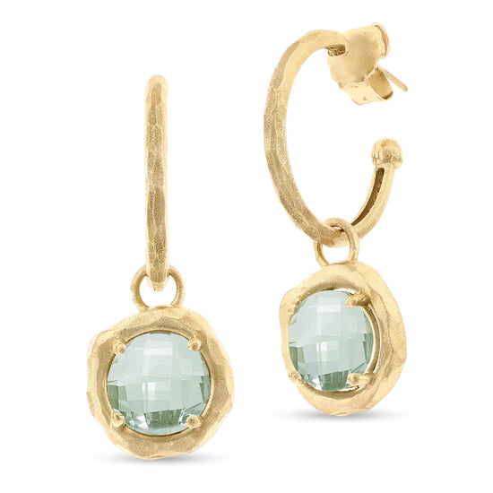 Prasiolite Charm Hoops